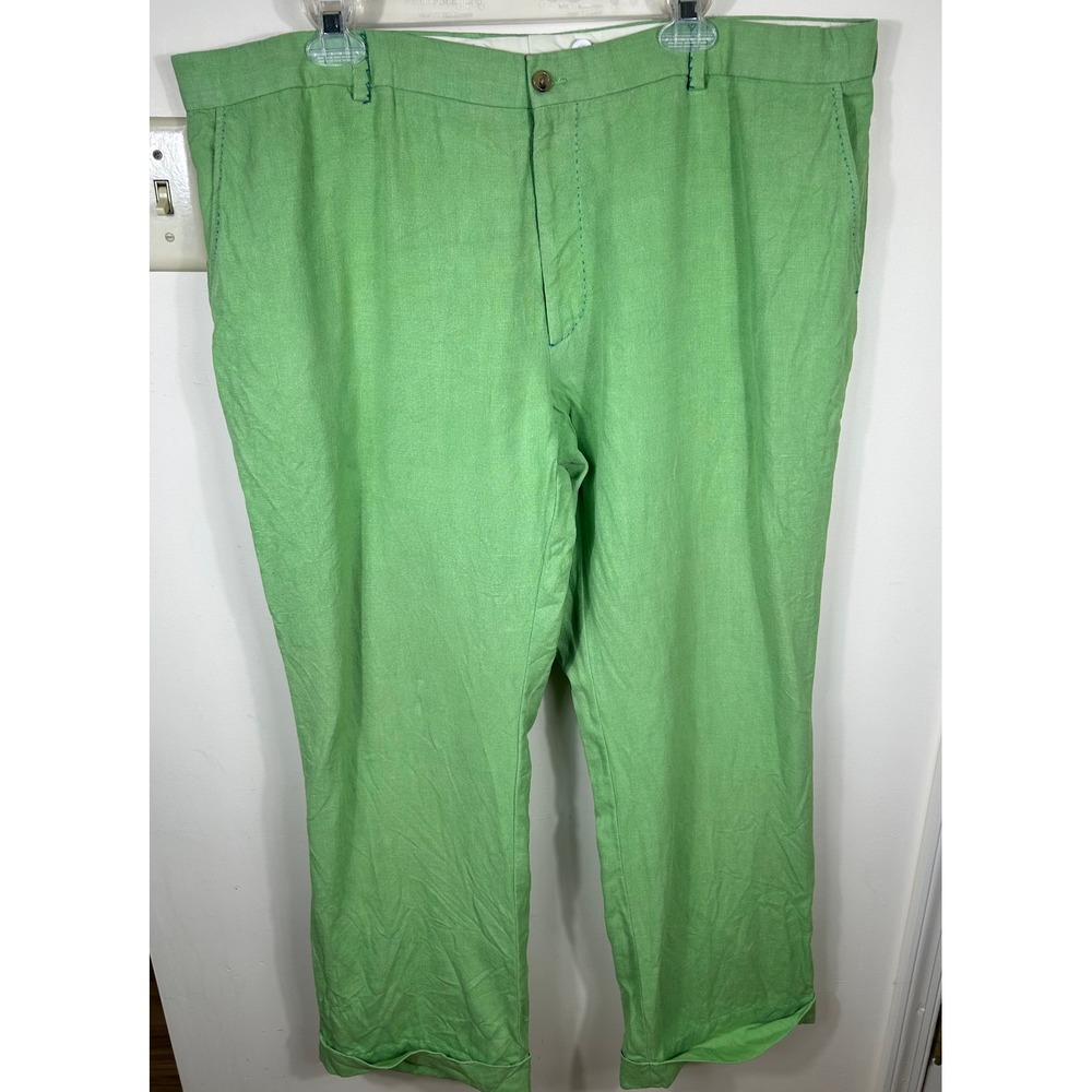 Ralph Lauren Purple Label Trousers Mens 42 Green Hemp Made in Italy Pick Stitch